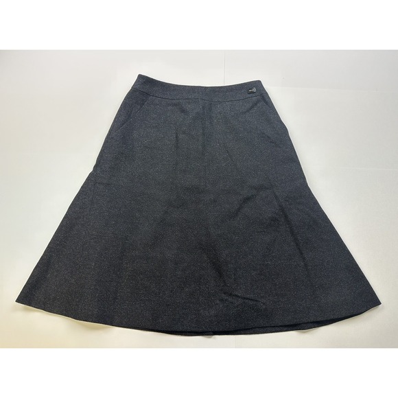 CHANEL 100% Wool Skirt Women Size 36 Black A-line